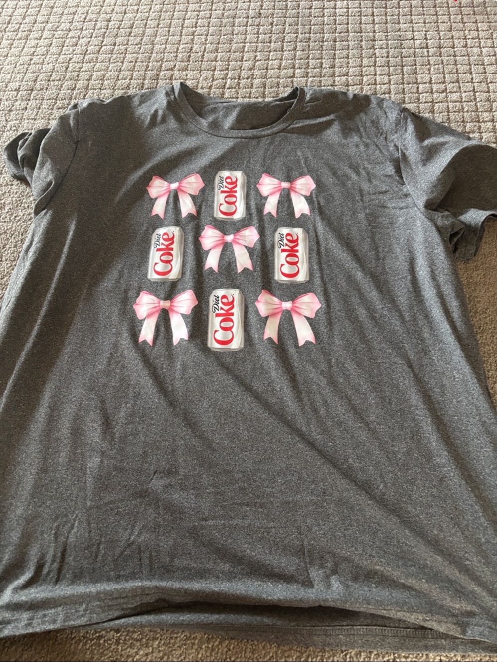 Graphic  Tee with Pink Bow Accents - Gray